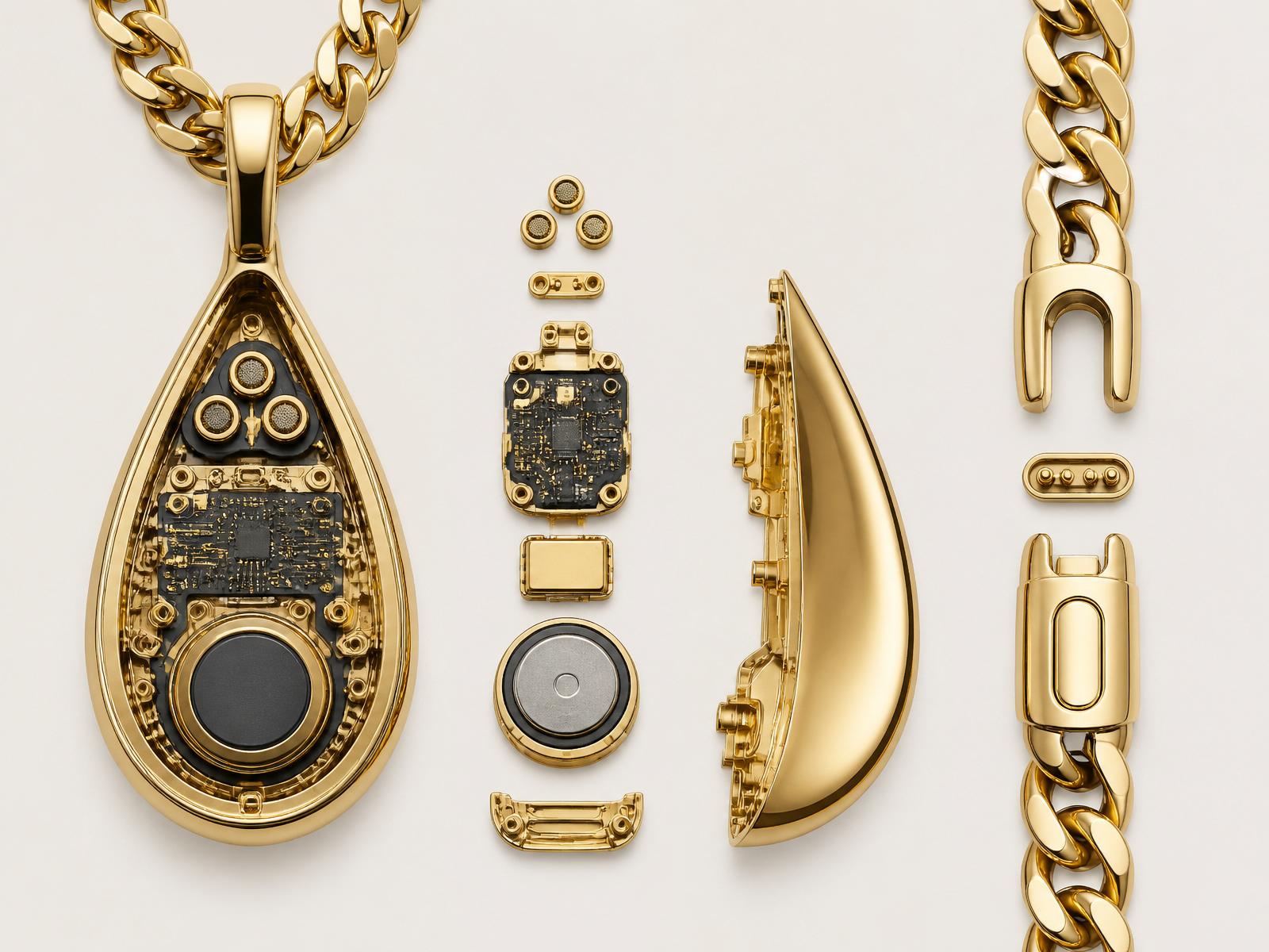 Engineering cutaway of the AUREM pendant and Cuban link clasp